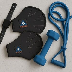 Water Aerobics Fingerless Gloves | Black | Large | Nearly New | FREE SHIPPING!